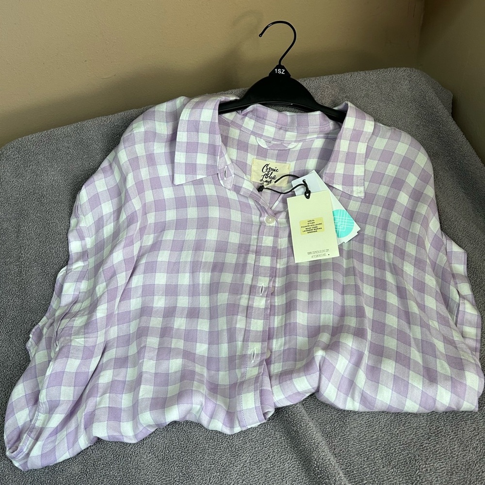 Checkered Purple Blouse